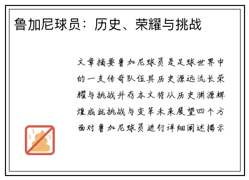 鲁加尼球员：历史、荣耀与挑战